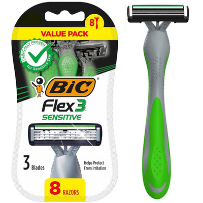 BIC Flex 3 Sensitive Men s Disposable Razors, 3 Blade, 3 Pack
