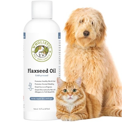 Wholistic Pet Organics Flaxseed Oil for Dogs and Cats - 16 Oz - Omega 3 for D...