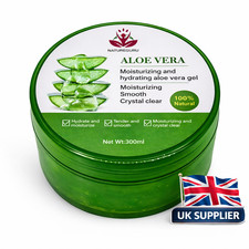 NatureGuru Aloe Vera Gel 300ml – 100% Organic Skin Moisturiser Face & Body UK