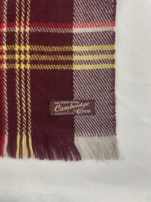 Vtg Cisco Multicolor Plaid Scarf 100%  Wool USA Made 49  x 11.5 (Moth Holes)