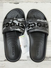 Crocs All Day Camo Slides Men’s 7 Black Gray 211863-097 Mellow NWT