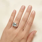 Pristine Pale Blue Aquamarine 4.50Ct 925 Sterling Silver Rose Gold Rings Size 6