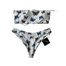 ZAFUL, SIZE 4, WHITE BUTTERFLY BIKINI, 2 PIECE
