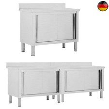 Arbeitsschrank mit Schiebetüren Edelstahl Arbeitsplatte Arbeitstisch Sideboard