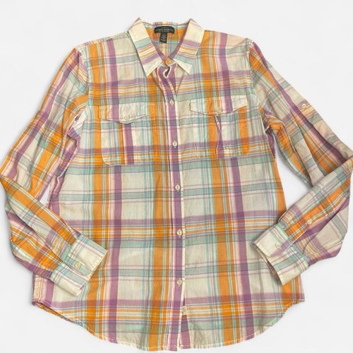 Ralph Lauren Jeans Co. Plaid Button-Up Collared Shirt Multicolor Womens Large