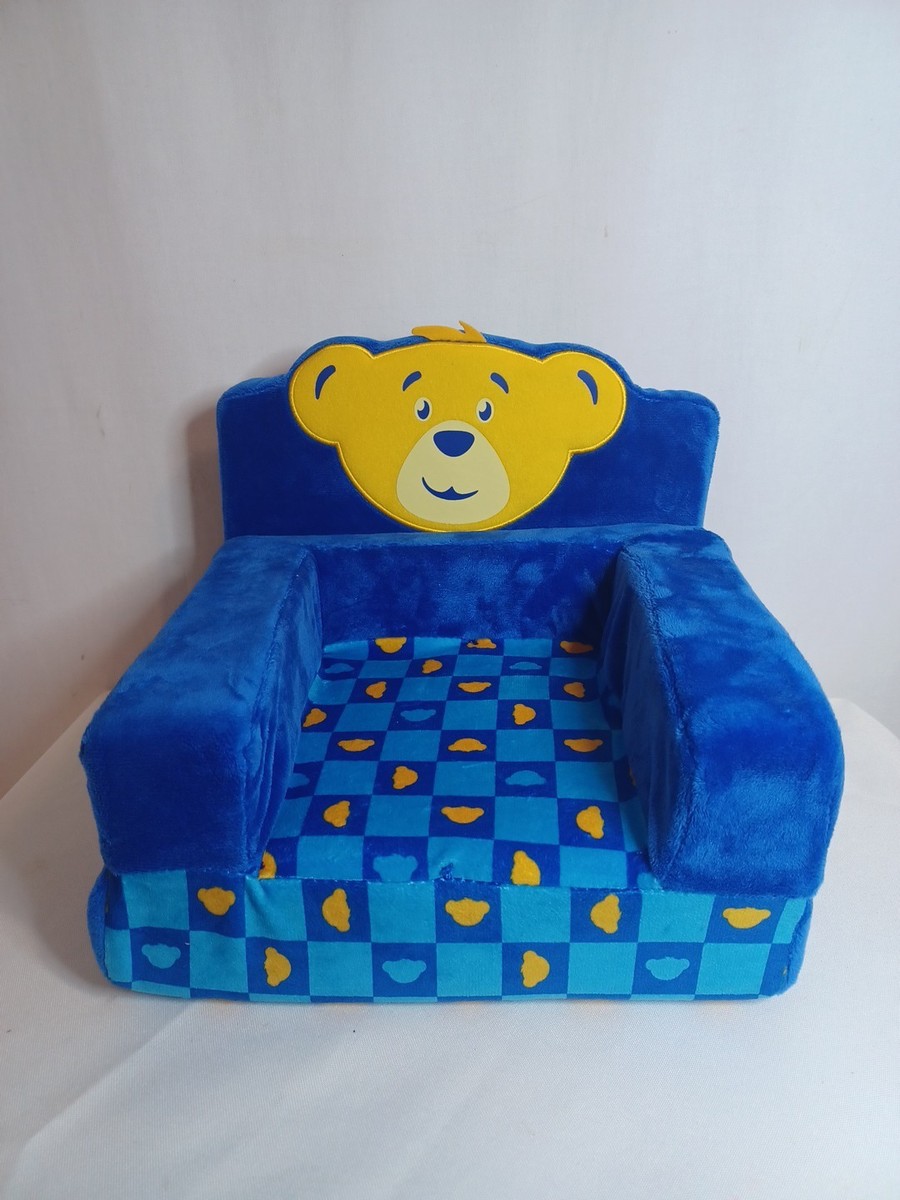 New Build-A-Bear BAB Sofa Chair / Pull Out Bed Couch Blue Checker