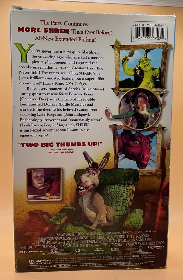 Shrek VHS 2001 Special Edition Big Box **Buy 2 Get 1 Free** - Image 2 of 3