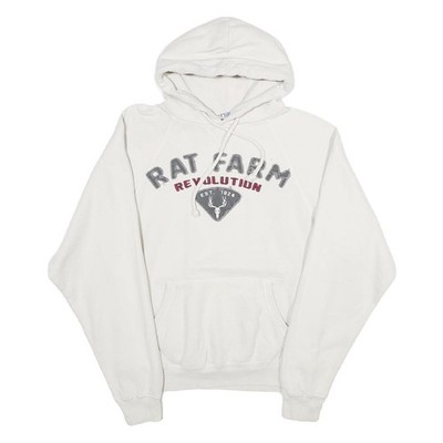 BLUE 84 Herren Weiß Rat Farm Revolution Hoodie Pullover S Baumwollmischung