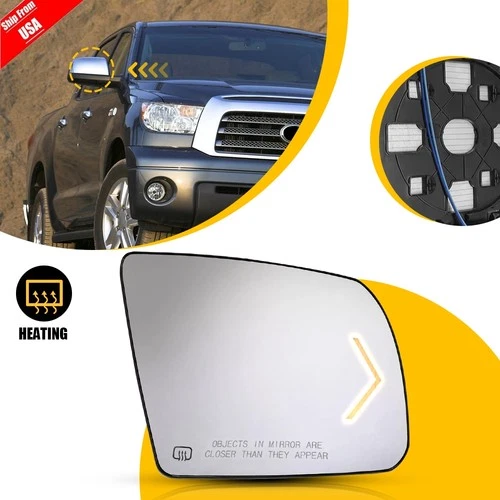 Right Passenger Side Mirror Glass For 2007-2017 Tundra Sequoia Heated Signal