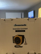 Extension Cord Reel 60 ft Heavy Duty Power Cord Outlets 14 AWG SJTW