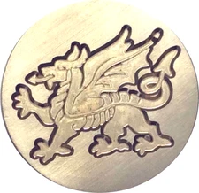 Welsh Dragon heraldic Wax Seal Stamp Head - 1" diameter - classic design!