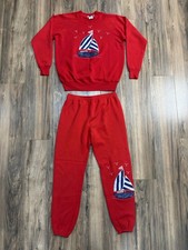 Vintage 90s USA Made Sweatshirt Pants Set Jogging Set Red Sail Boat XL Track