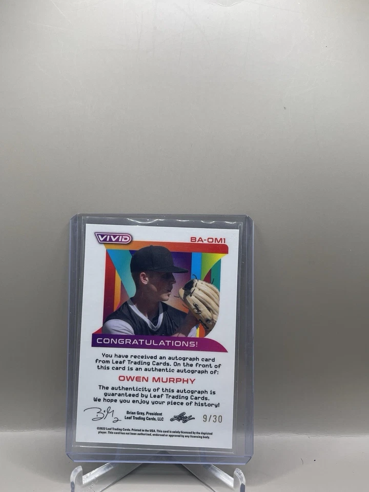 2022 Leaf Vivid #BA-OM1 Owen Murphy AUTO Navy Blue #/30 Braves Sp - Image 2 of 2