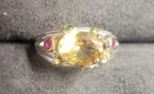 Vintage Italian Style Sterling Silver Citrine Ring Size 7.5