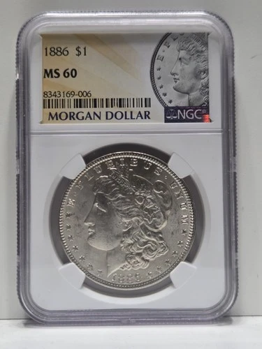 1886 Morgan Silver Dollar, PCGS Graded MS60