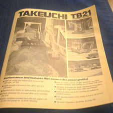 Takeuchi TB21 Compact Excavator Machine Specifications Sales Brochure Sheet