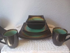 Home Essentials Jade Moon Square Stoneware Plate Set For 2