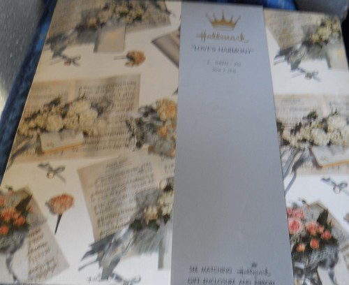 LOVE'S HARMONY WEDDING*HALLMARK*GIFT PAPER* 2 SHEET-unused-1950's decoupage