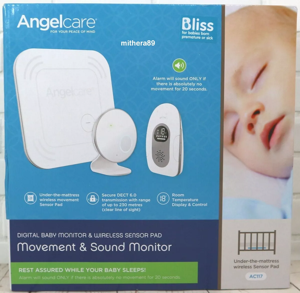 Angelcare AC117 Movement Breathing Sound BABY MONITOR Wireless