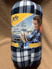 NEW Auto XS Premium Heated Car Travel Blanket 40"x57" w/controller blue 60W 12V