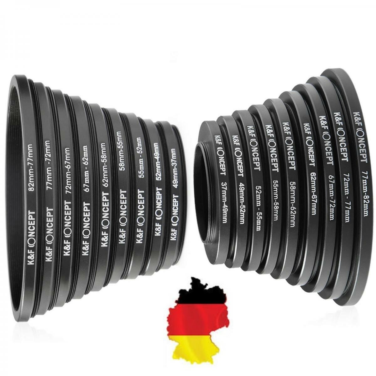 Anelli Alluminio Fotografia Kit Anelli Adattatore Per Filtri Fotocamera - 18 Pezzi Step Up/Step Down Da 37 A 82mm | Lega Alluminio Obiettivo Sony E-mount - Foto 11