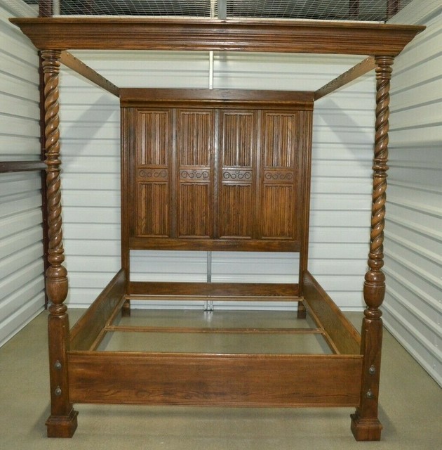 Ethan Allen Royal Charter Oak Tester Bed Queen Vintage 1656015 220