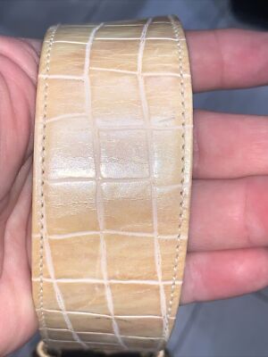 ESCADA by Margaretha Ley croc embossed ivory belt Vintage ESCADA Margaretha Ley Beige Croc Embossed Polish  main image 3
