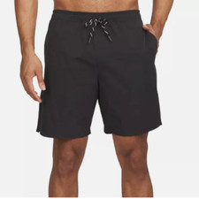 NEW Lands' End Mens M Black Swim Shorts With UPF 50 Quick Dry Built-In Boxer
