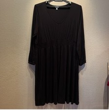 New Terra and Sky Women's Black Long Sleeve Smock Dress Plus Size 3X 24W-26W NWT