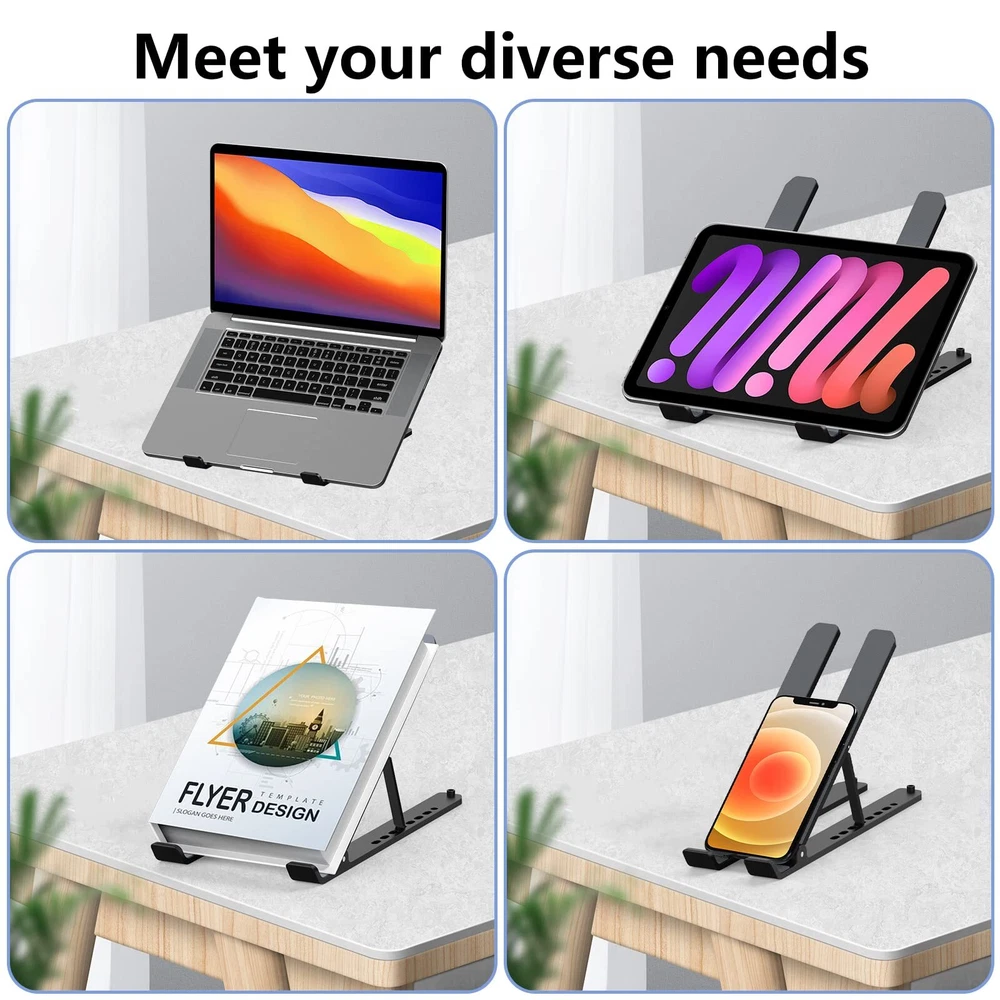 Laptop Stand For Desk Adjustable Laptop Riser Abs+silicone Foldable Portable Lap
