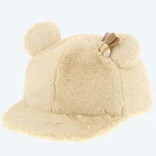 Japan Tokyo Disney Resort Ears HeadBand Hat Fun Cap Fluffy Winter Pooh Beige