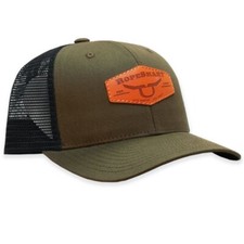 RopeSmart Leather Patch Cap- Army Green Mesh-Back Ball Cap