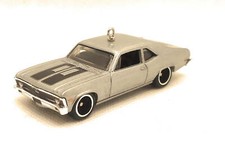 Christmas Ornament for 1970 Chevy Nova SS Silver Black Stripe