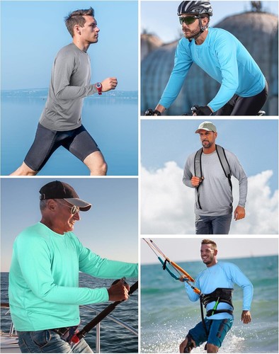 Men's UPF 50+ Long Sleeve Rash Guard Quick-Dry Shirt - UV Protection for Outdoor - Picture 67 of 79