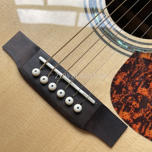 ZUWEI Acoustic Guitar 1 Flower Abalone Inlay Bone Nut&Saddles Solid