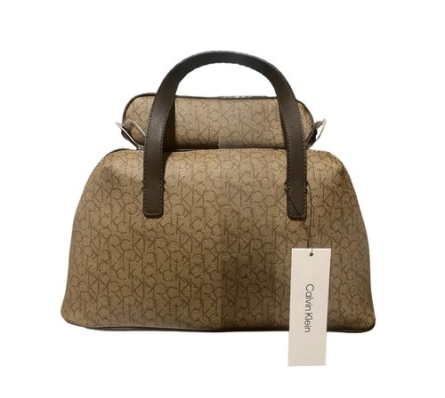 Calvin klein handbag top handle leather satchel With Pouch Brown Color - Picture 6 of 13