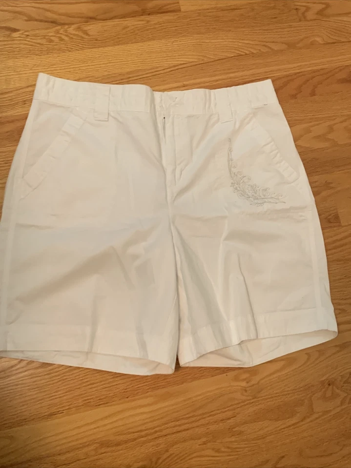 BASIC EDITIONS Paisley Floral Embroidery Pocket Khaki Shorts Size XL ❤️cb15m4 - Image 3 of 4