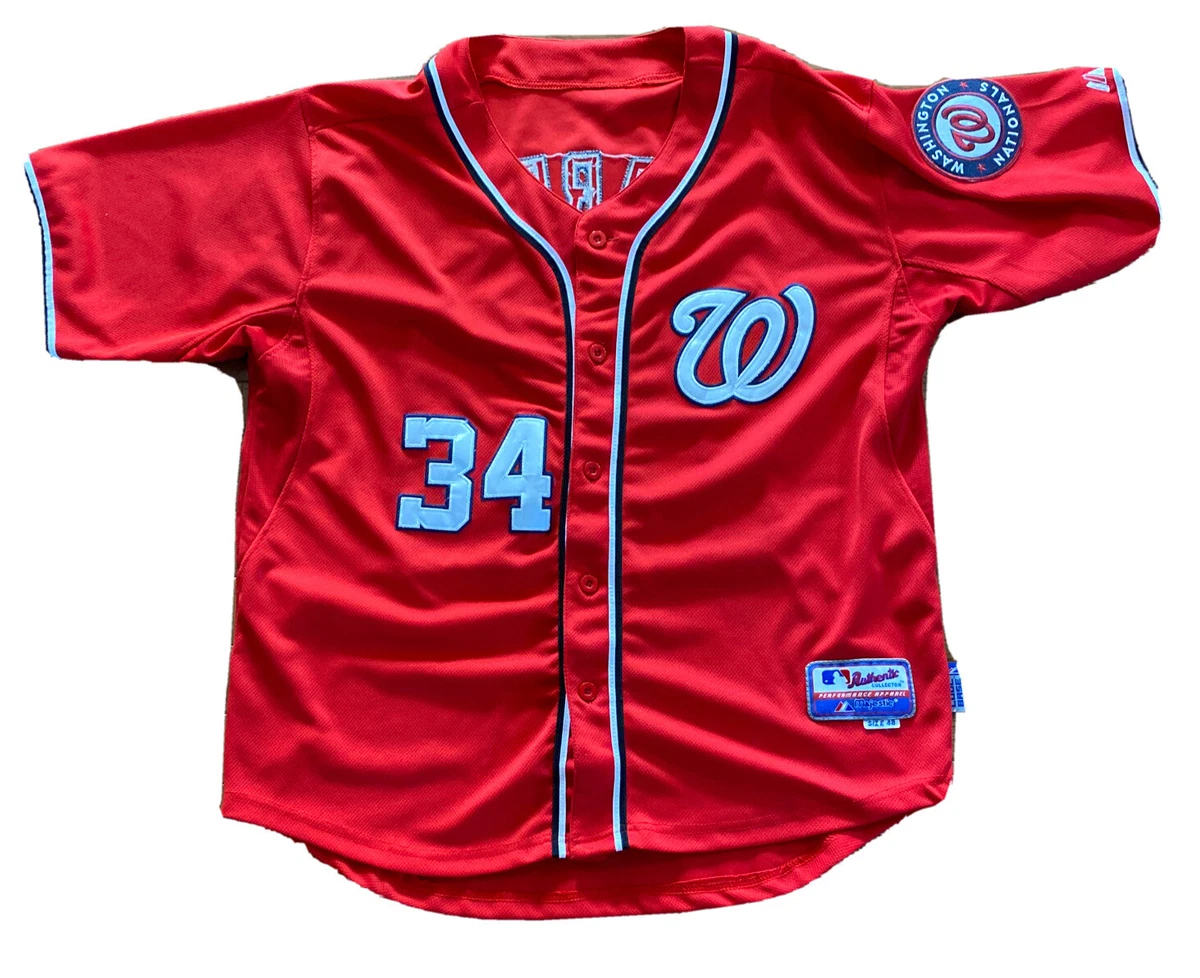 Washington Nationals Bryce Harper Majestic Red #34 Jersey Size 48 Baseball  Shirt