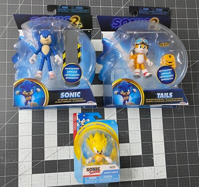 Sonic 2 With Snow Rider, Tails with back pack and gizmo wings, Super Sonic