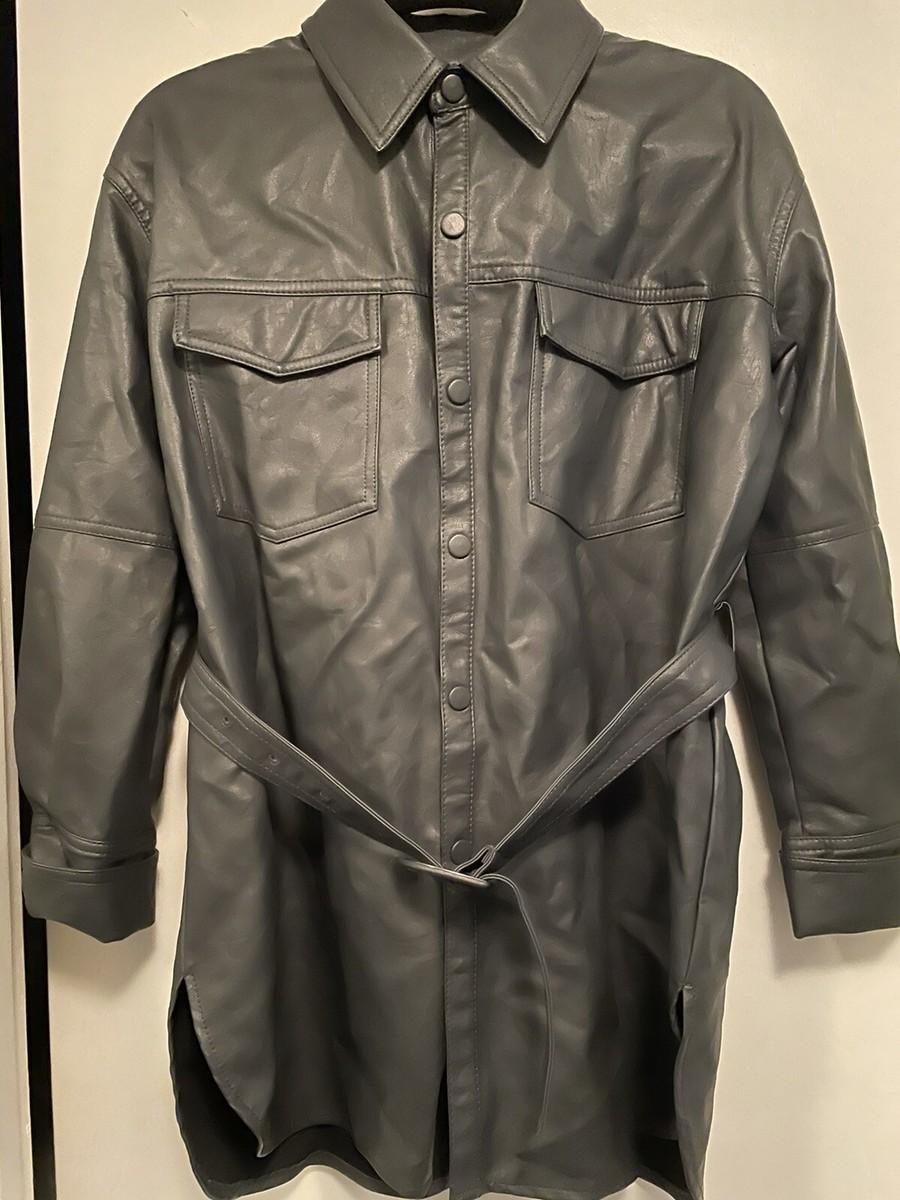 zara leather jacket dress Zara Woman Faux Leather Belted Dress Black Blogger Fav Ref 2043/547 NWT