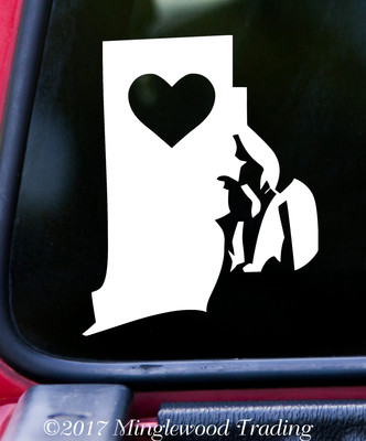 RHODE ISLAND HEART State Vinyl Decal Sticker 6'' x 4.75'' Love RI - FREE SHIPPING
