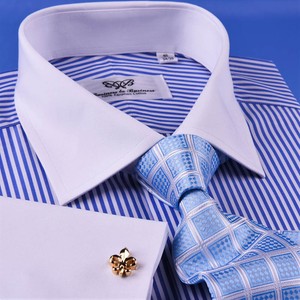 blue and white striped dress shirt