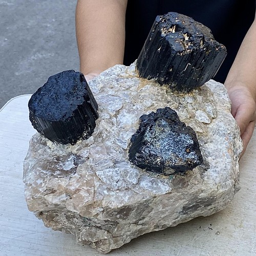 26.22LB Quartz crystals combine with black Tourmaline mineral Specimen - Foto 3 di 15