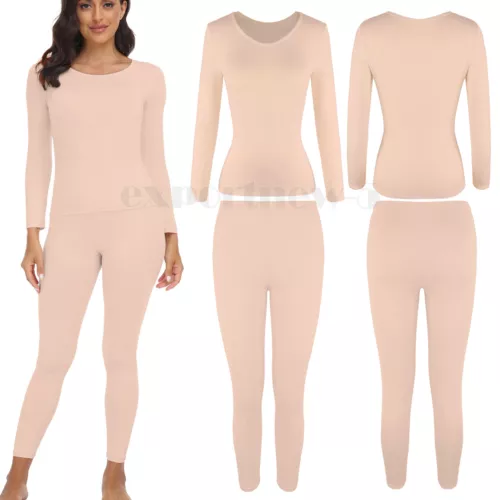 Damen Thermo Unterwäsche Set lange Unterhosen Langarm Oberteil Unterteil Hose warm weich - Bild 18 von 33