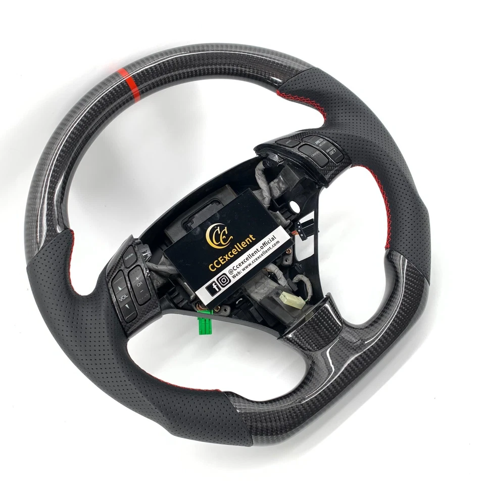 Volante de fibra de carbono real cupé para Honda Accord 7ª generación 2003-2008 Foto 3 de 4