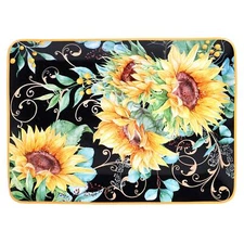 Certified International Sunflower Fields Rectangular Platter 16" Black Large