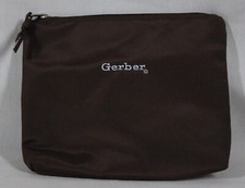 RARE VINTAGE GERBER BROWN LINED ZIPPERED INFANT FLAT POUCH / BAG 9 1/2" X 8" NEW