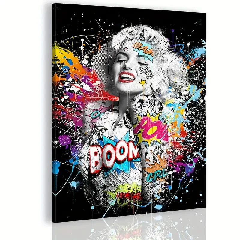 Impresión artística en lienzo de graffiti Marilyn Monroe 11,8 x 15,7′′ ARTE ENMARCADO - VENDEDOR DE EE. UU. Foto 2 de 4