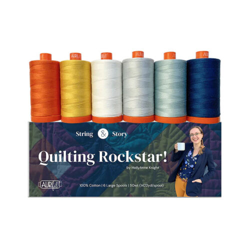 Aurifil Thread - Quilting Rockstar 6 LARGE SPOOLS COTTON 50WT 1422 Yds Each - Afbeelding 1 van 2