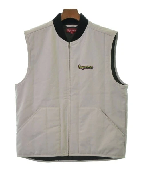 Gilet Supreme 18AW Gonz Shop blanc taille M fermeture éclair complète homme fabriqué en Chine